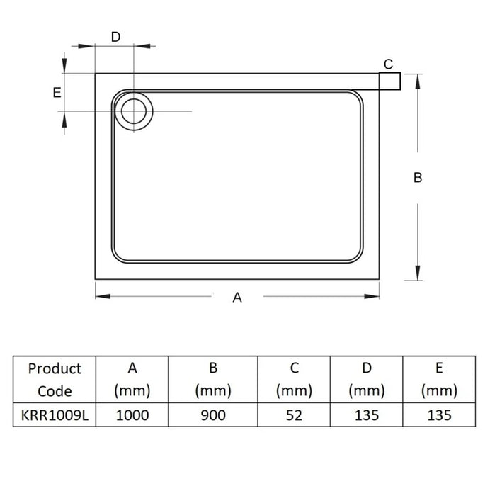 Kartell KVIT Anti-Slip Rectangle Shower Tray (Choose Size)