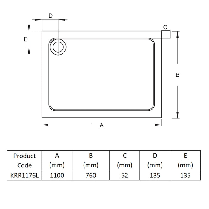 Kartell KVIT Anti-Slip Rectangle Shower Tray (Choose Size)