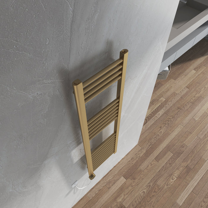 Banyetti Aureli 1200 x 300 Electric Ladder Towel Rail Radiator  - Brushed Brass