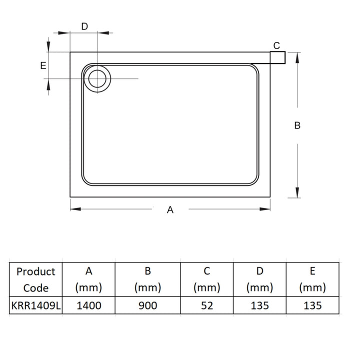 Kartell KVIT Anti-Slip Rectangle Shower Tray (Choose Size)