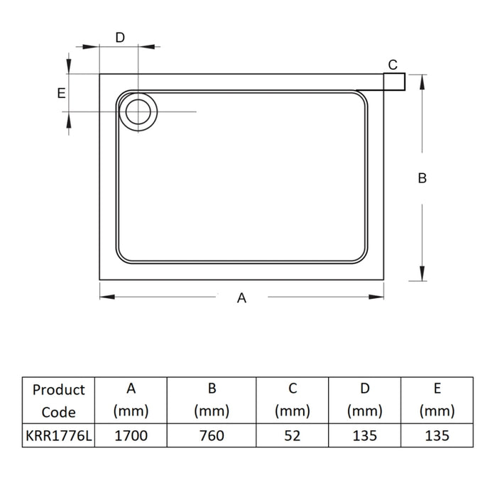 Kartell KVIT Anti-Slip Rectangle Shower Tray (Choose Size)