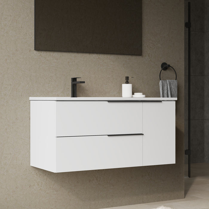 Celtic Duo 1000mm Wall Hung Vanity Unit with Door & Basin - Gloss White