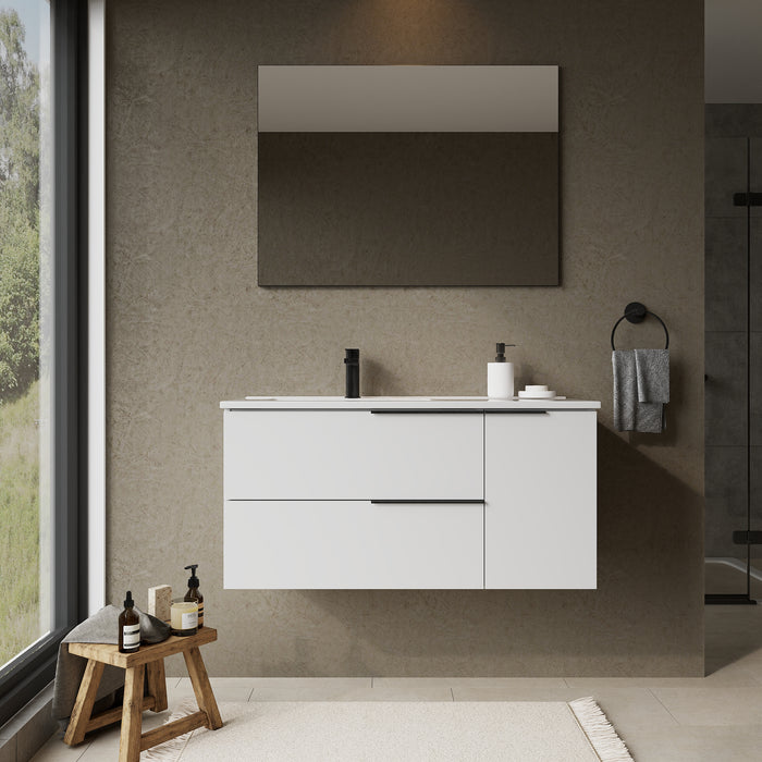 Celtic Duo 1000mm Wall Hung Vanity Unit with Door & Basin - Gloss White