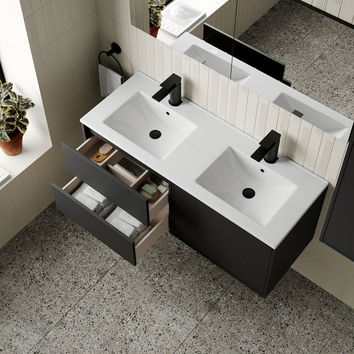 Venti 1200mm Wall Hung Vanity Unit - Matt Black