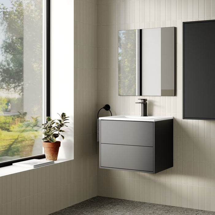 Venti 600mm Wall Hung Vanity Unit - Matt Black