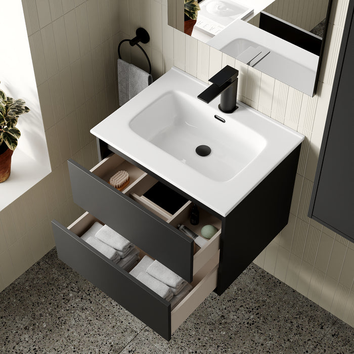 Venti 600mm Wall Hung Vanity Unit - Matt Black