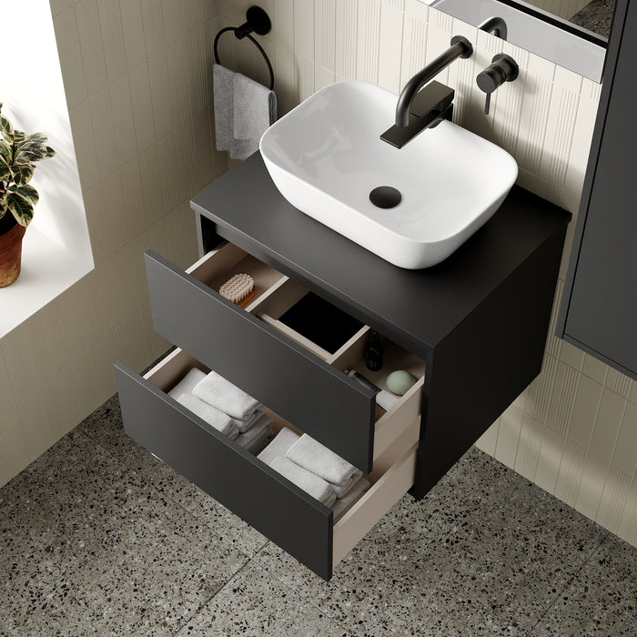 Venti 600mm Wall Hung Vanity Unit - Matt Black