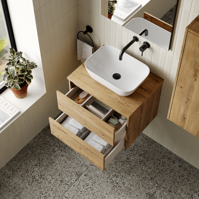 Venti 600mm Wall Hung Vanity Unit - Ostippo Oak