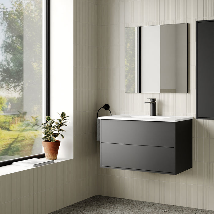 Venti 800mm Wall Hung Vanity Unit - Matt Black