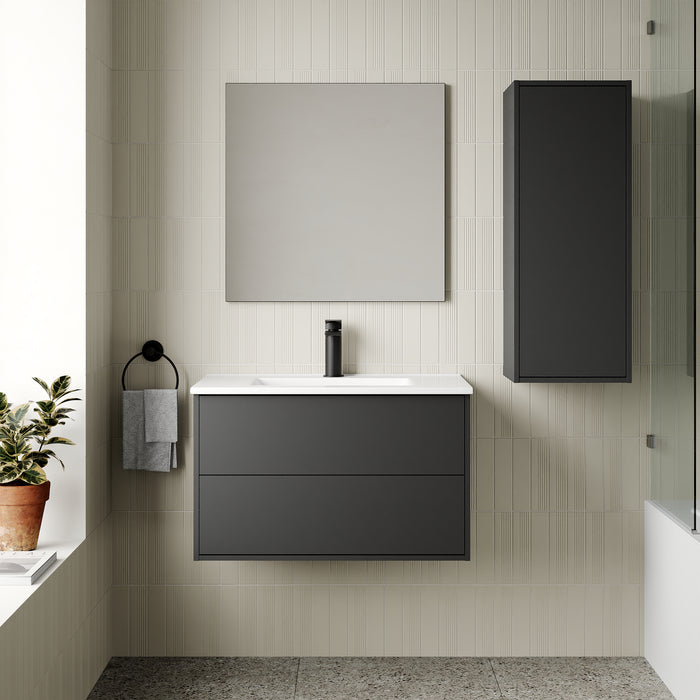 Venti 800mm Wall Hung Vanity Unit - Matt Black