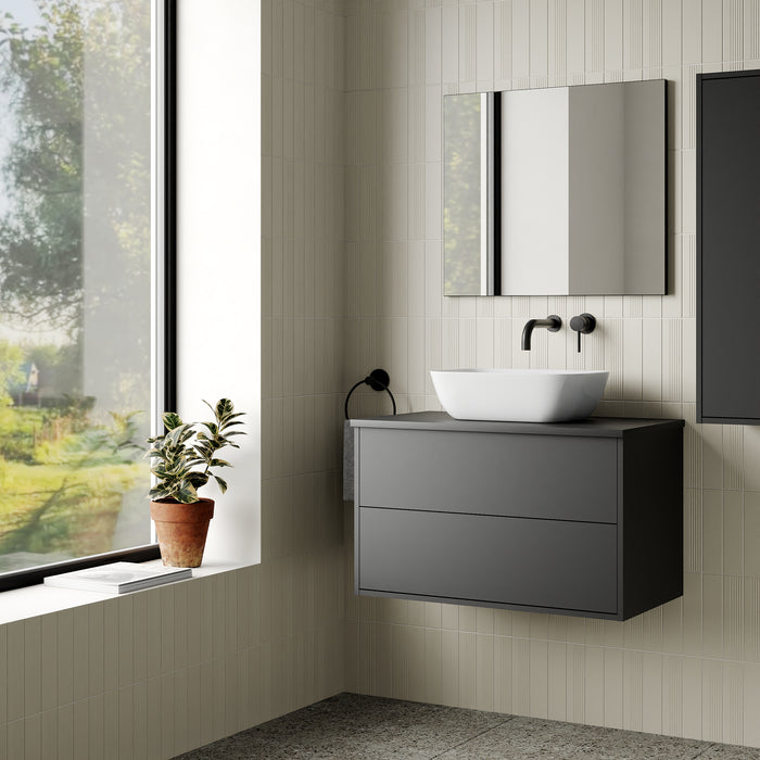 Venti 800mm Wall Hung Vanity Unit - Matt Black