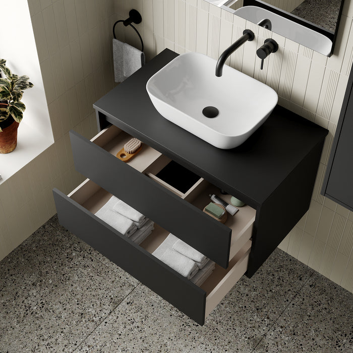 Venti 800mm Wall Hung Vanity Unit - Matt Black