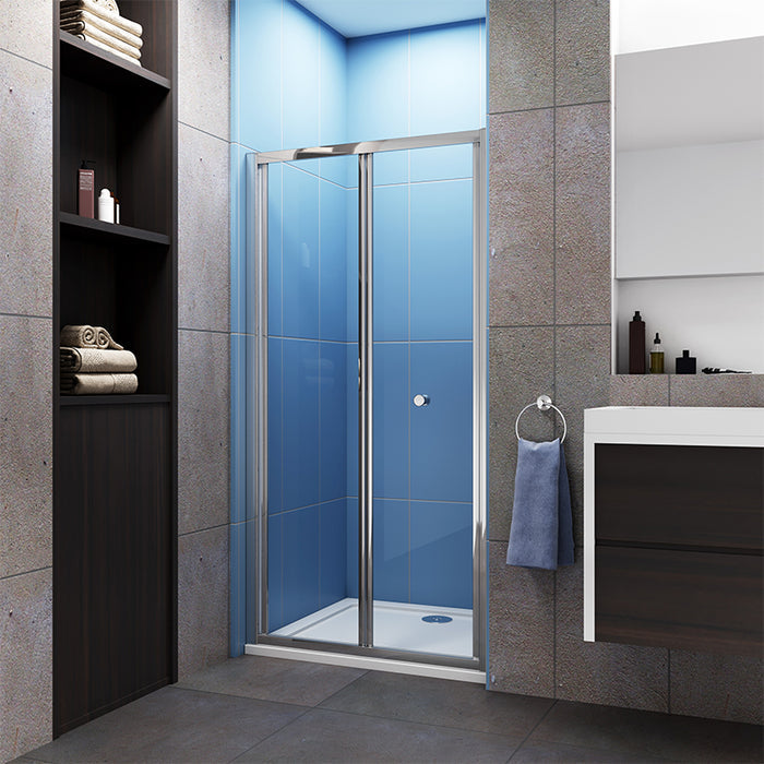 Linea 800mm Framed Bi Fold Shower Door 5mm Clear Glass - Chrome