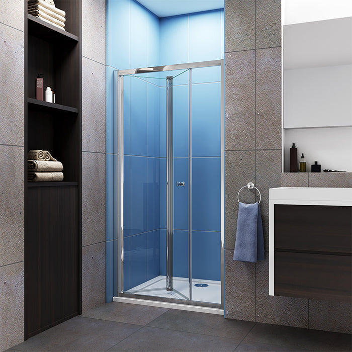 Linea 800mm Framed Bi Fold Shower Door 5mm Clear Glass - Chrome