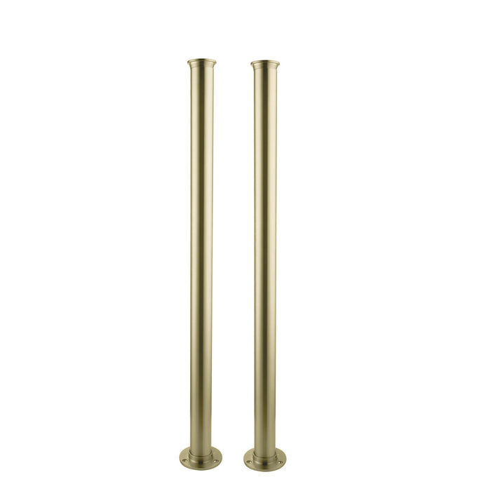 Oxford Floorstanding Bath Shower Mixer with Handset & Shrouds - Brushed Brass