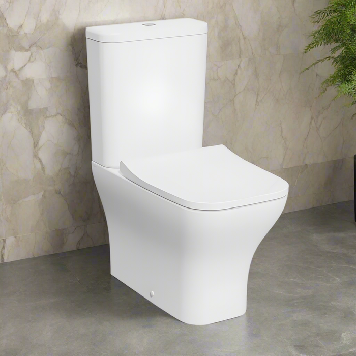 Kartell KVIT Eklipse Square Close Coupled Back to Wall WC Pan with Soft Close Seat