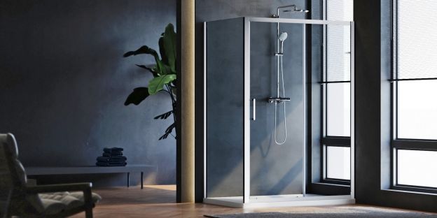 Linea 1000 x 800mm Sliding Door Shower Enclosure 8mm Easy Clean Glass - Chrome