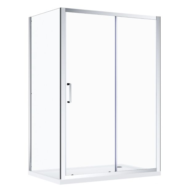 Linea 1000 x 800mm Sliding Door Shower Enclosure 8mm Easy Clean Glass - Chrome