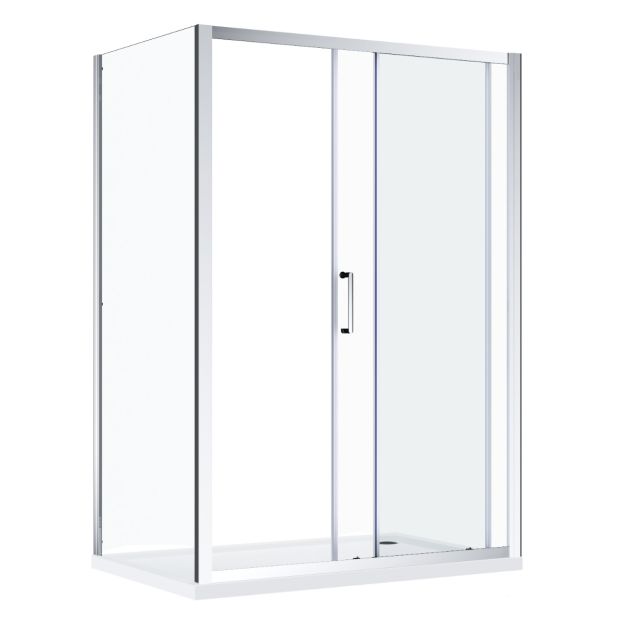 Linea 1000 x 800mm Sliding Door Shower Enclosure 8mm Easy Clean Glass - Chrome