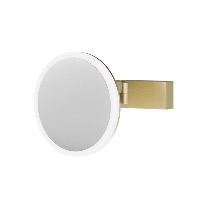 HIB Cirque Illuminated Magnifying Bathroom Mirror - Brushed Brass