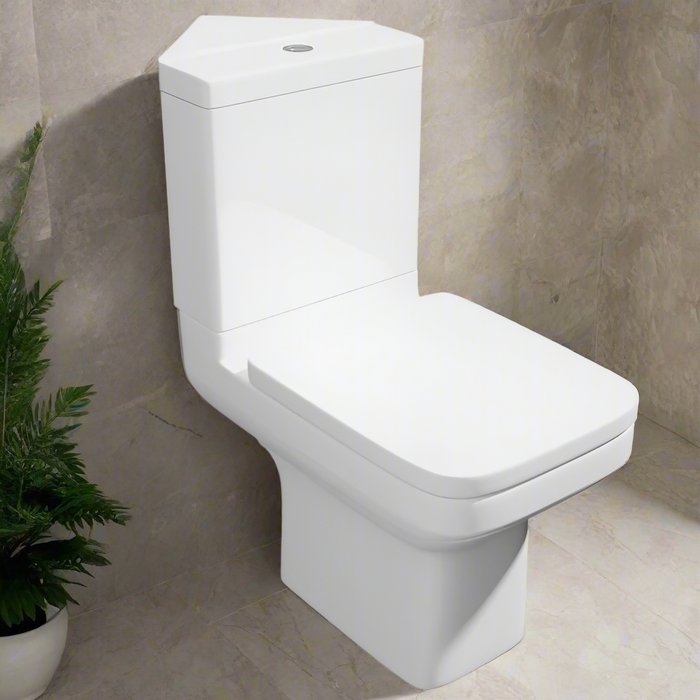 Kartell KVIT Trim Close Coupled Corner WC Pan with Soft Close Seat