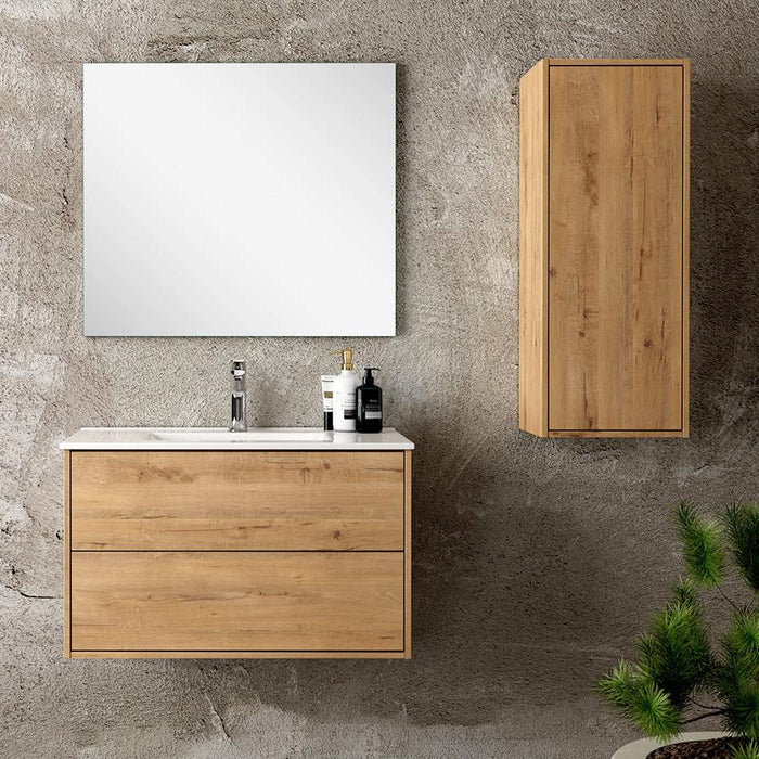 Venti 800mm Wall Hung Vanity Unit - Ostippo Oak