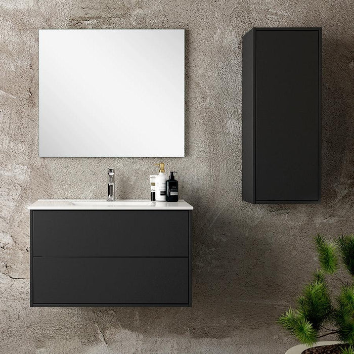 Venti 900mm Wall Hung Wall Cabinet - Matt Black