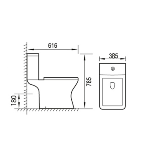 Doccia Open Back Close Coupled Toilet with Soft Close Seat