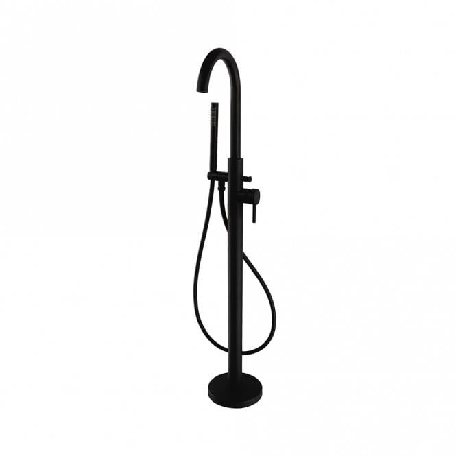 Kartell KVIT Nero Round Freestanding Bath Shower Mixer - Matt Black