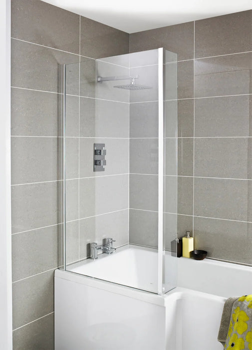 Fusion 800 x 1400 L-Shape Bath Shower Screen - Chrome