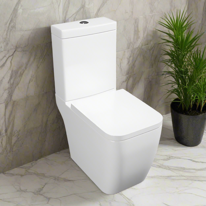 Kartell KVIT Genoa Square Close Coupled Rimless WC Pan with Soft Close Seat