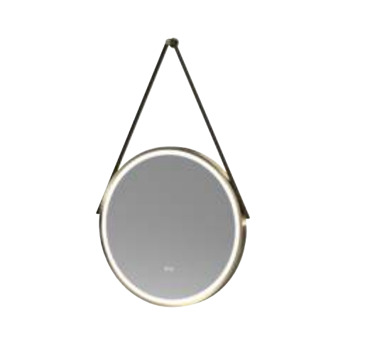Linea Sphere Round 600mm LED Hanging Belt Mirror - Brushed Brass