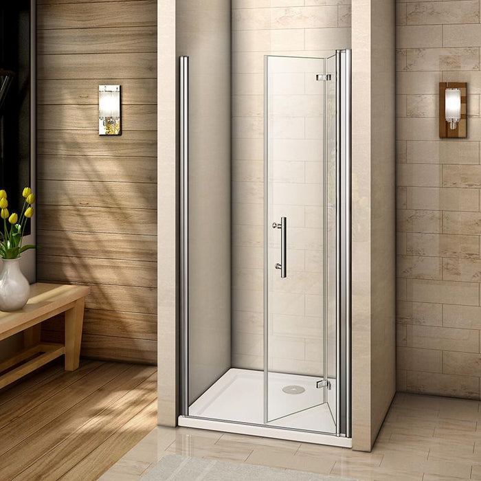 Linea 760mm Frameless Bi Fold Shower Door 6mm Clear Glass - Chrome