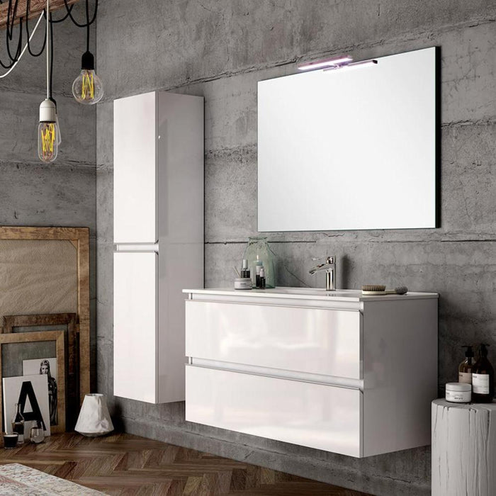 Vatilla 600mm Wall Hung Vanity Unit with Chrome Handles - Gloss White