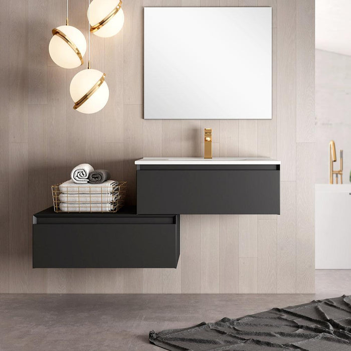 Kameo 800mm Wall Hung 1 Drawer Vanity Unit with Basin - Matt Black