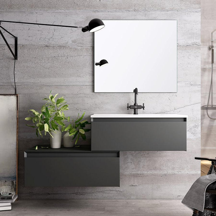 Kameo 800mm Wall Hung 1 Drawer Vanity Unit with Basin - Matt Black