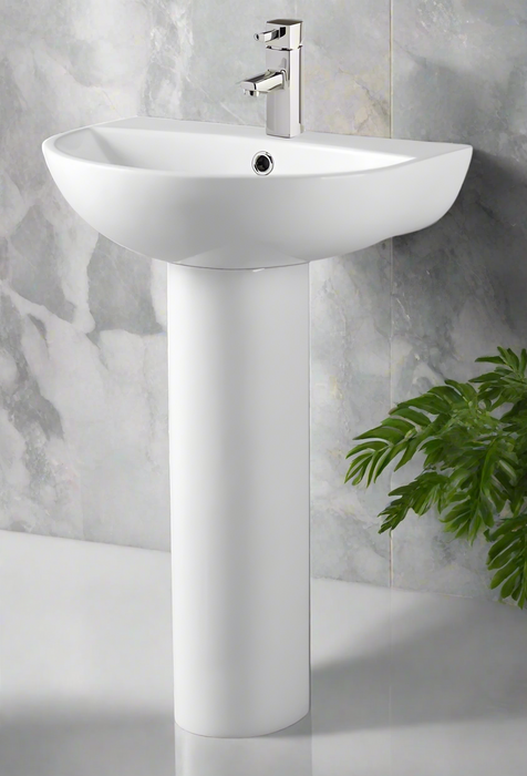 Kartell KVIT Kameo 550mm 1 Tap Hole Basin & Full Pedestal