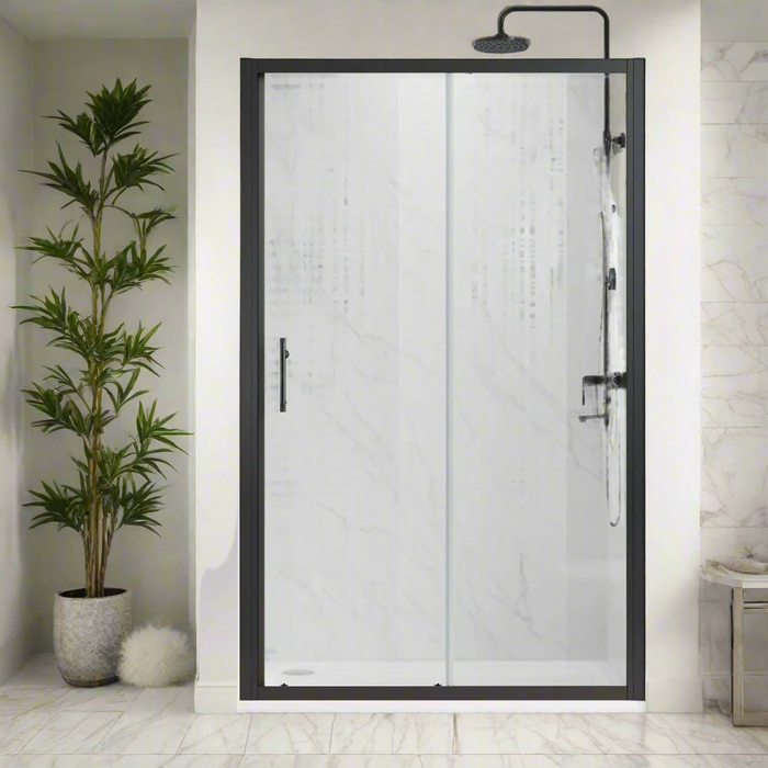 Linea Noir 1100 Sliding Shower Door 5mm Clear Glass  - Matt Black