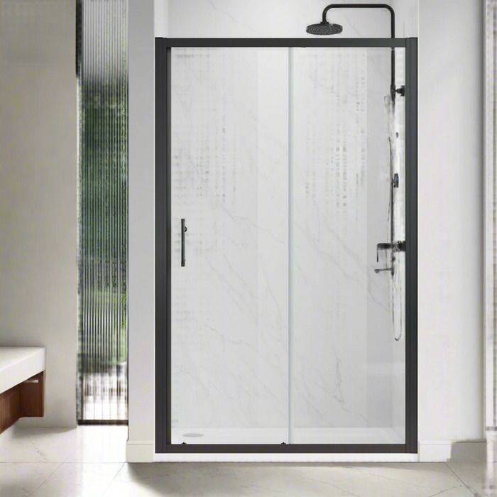 Linea Noir 1000 Sliding Shower Door 6mm Clear Glass  - Matt Black