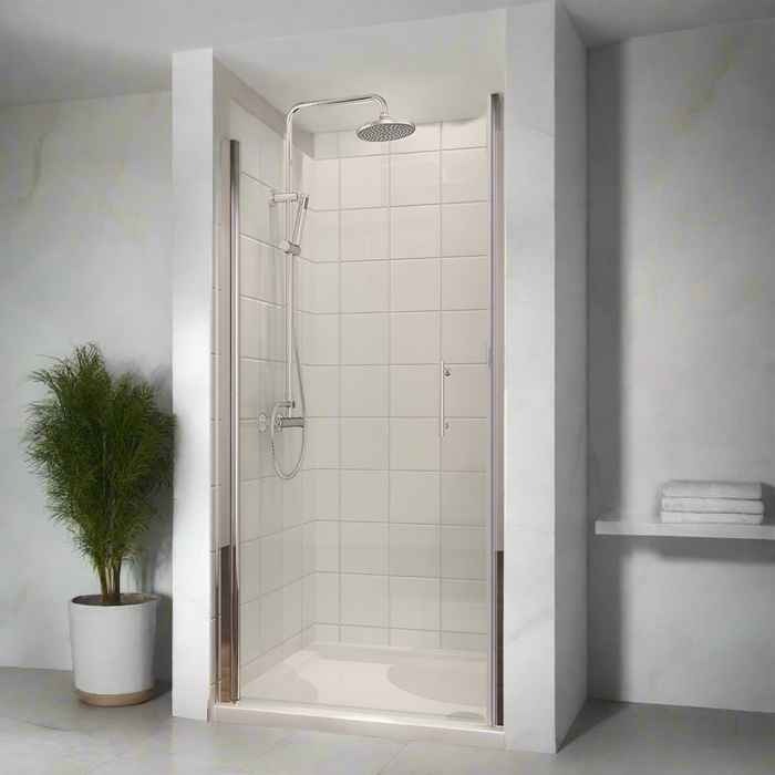 Linea 900mm Frameless Pivot Hinged Shower Door 6mm Clear Glass - Chrome