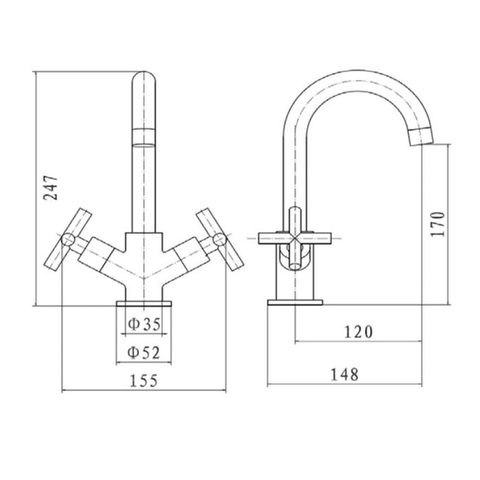 Kartell KVIT Times Mono Basin Mixer with Click Waste - Chrome