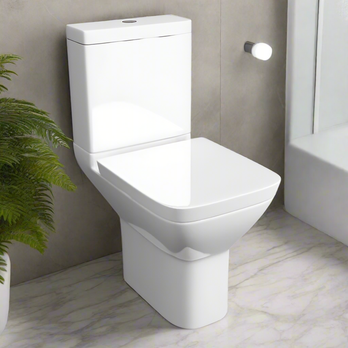 Kartell KVIT Project Square Close Coupled Open Back WC Pan with Soft Close Seat