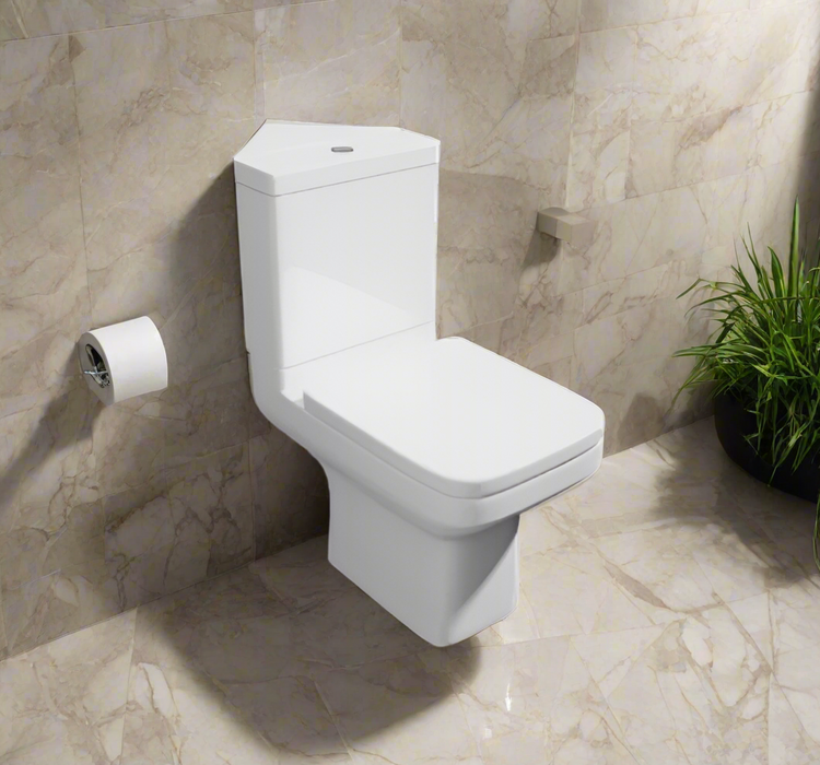 Kartell KVIT Pure Close Coupled Corner WC Pan with Soft Close Seat