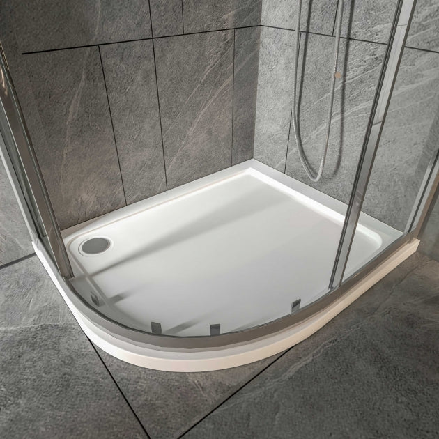 Kartell KVIT Low Profile 900mm x 760mm Stone Resin Offset Quadrant Shower Tray - Left Hand