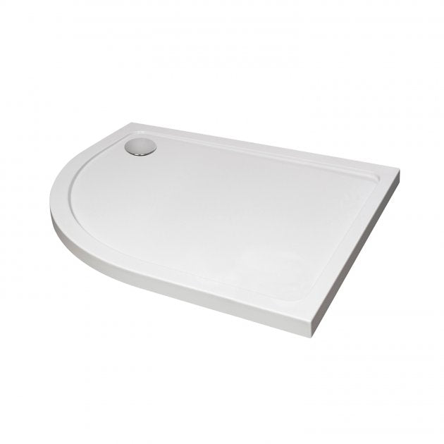 Kartell KVIT Low Profile 900mm x 760mm Stone Resin Offset Quadrant Shower Tray - Left Hand