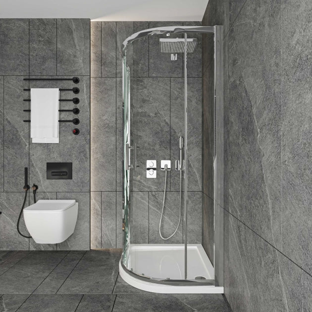 Kartell KVIT Low Profile 1200mm x 900mm Stone Resin Offset Quadrant Shower Tray - Right Hand