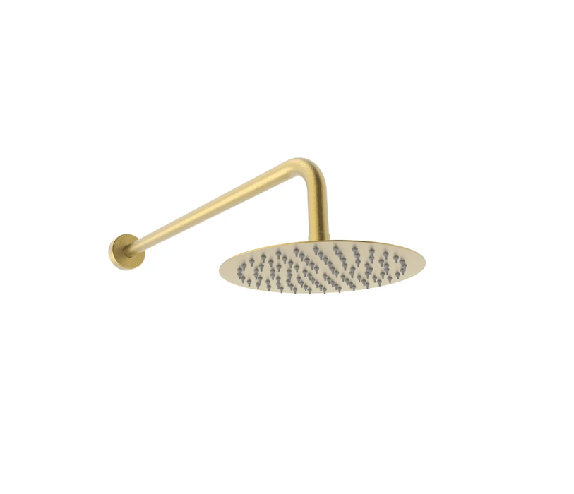 Kartell KVIT Ottone Brushed Brass Thermostatic Concealed Shower with Slide Rail Kit and 200mm Overhead Drencher