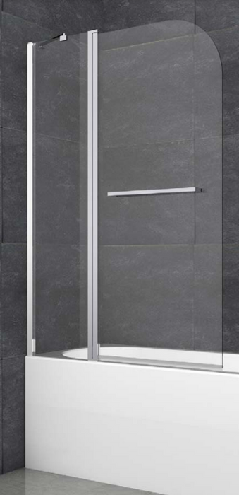 ATC 950 x 1400 Radius Curved Bath Screen with Extension & Towel Rail  - Chrome