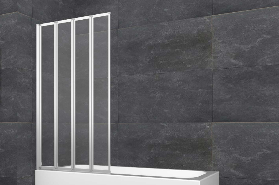 ATC 800 x 1400 Four Panel Folding Bath Screen - Chrome