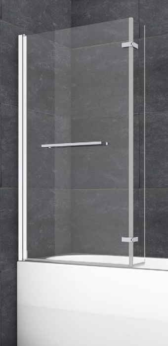 ATC 820 x 1400 L-Shape Bath Screen with Towel Rail - Chrome